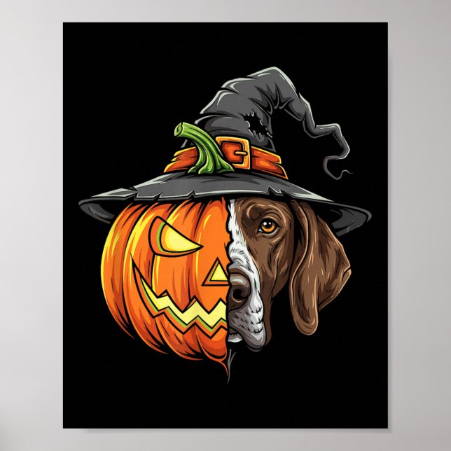 German Shorthaired Pointer Pumpkin Jack O Lantern  Poster (Front)