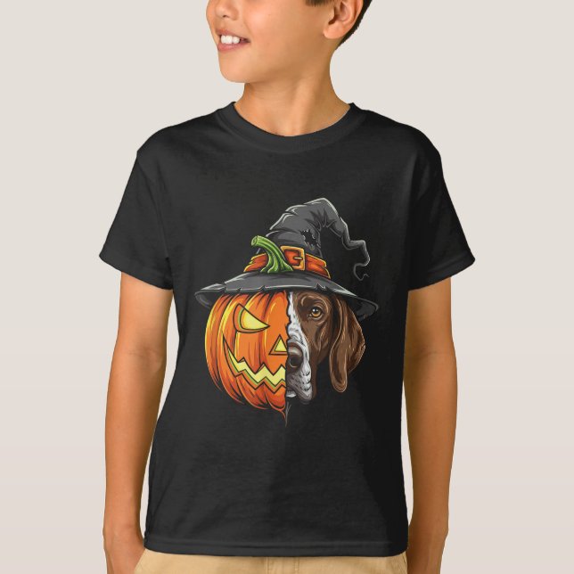 German Shorthaired Pointer Pumpkin Jack O Lantern  T-Shirt (Front)