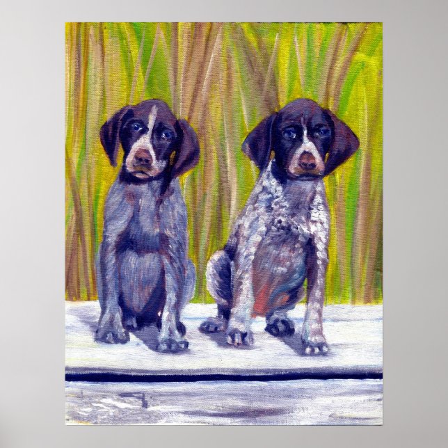German Shorthaired Pointer Puppies Dog Portrait Poster (Front)