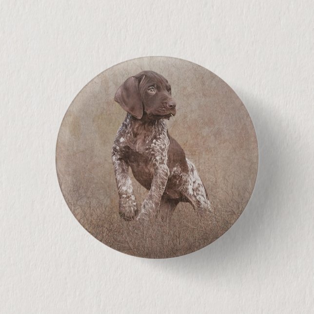 german shorthaired pointer puppy tapestry poster 3 cm round badge (Front)