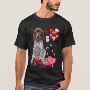 German Shorthaired Pointer Rose Heart Happy Valent T-Shirt