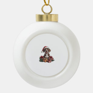 German Shorthaired Pointer Santa Hat Christmas GSP Ceramic Ball Christmas Ornament