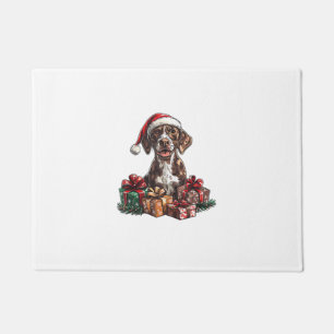 German Shorthaired Pointer Santa Hat Christmas GSP Doormat