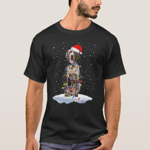 German Shorthaired Pointer Santa Hat Christmas Lig T-Shirt