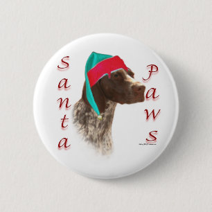 German Shorthaired Pointer Santa Paws 6 Cm Round Badge