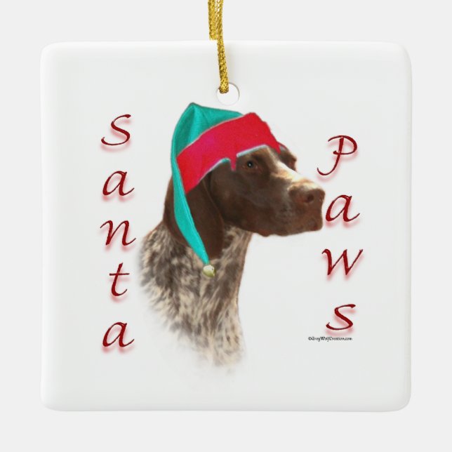 German Shorthaired Pointer Santa Paws Ceramic Ornament (Front)