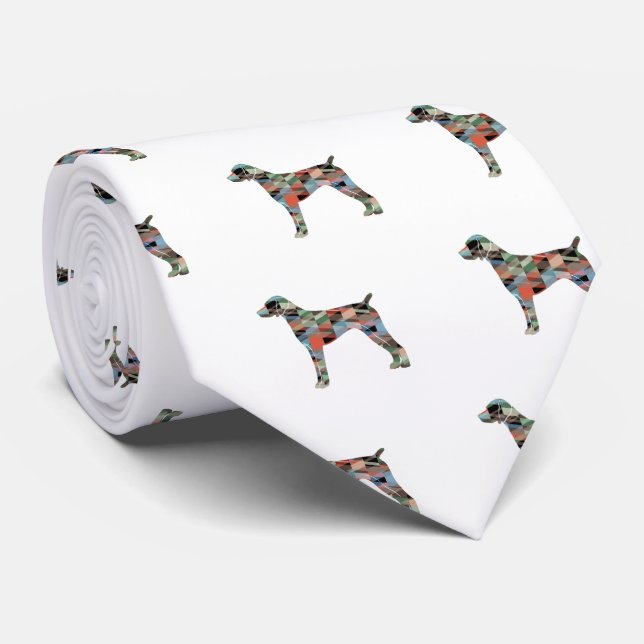 German Shorthaired Pointer Silhouette plaid Tie (Rolled)