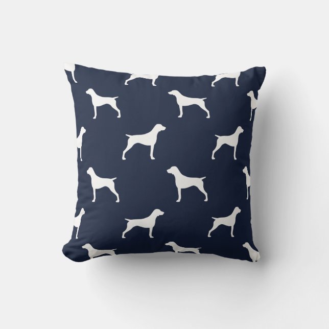 German Shorthaired Pointer Silhouettes Blue Cushion (Front)