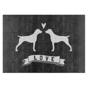 German Shorthaired Pointer Silhouettes Love Cutting Board