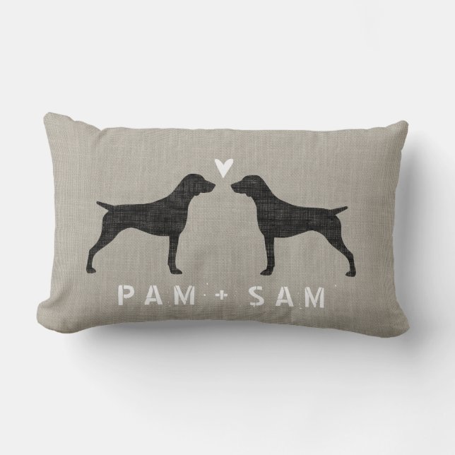 German Shorthaired Pointer Silhouettes Love Lumbar Cushion (Front)