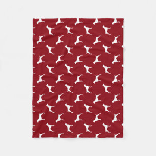 German Shorthaired Pointer Silhouettes Pattern Red Fleece Blanket