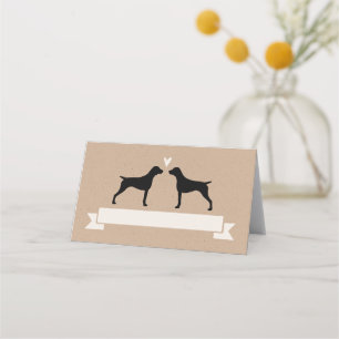 German Shorthaired Pointer Silhouettes Wedding Place Card