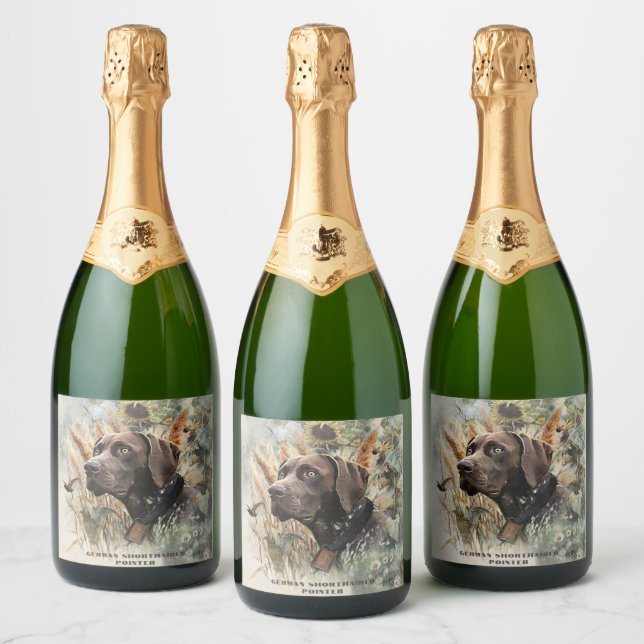 German Shorthaired Pointer Sparkling Wine Label (Bottles)