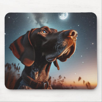 German Shorthaired Pointer Star Gazing Moon Mouse Pad