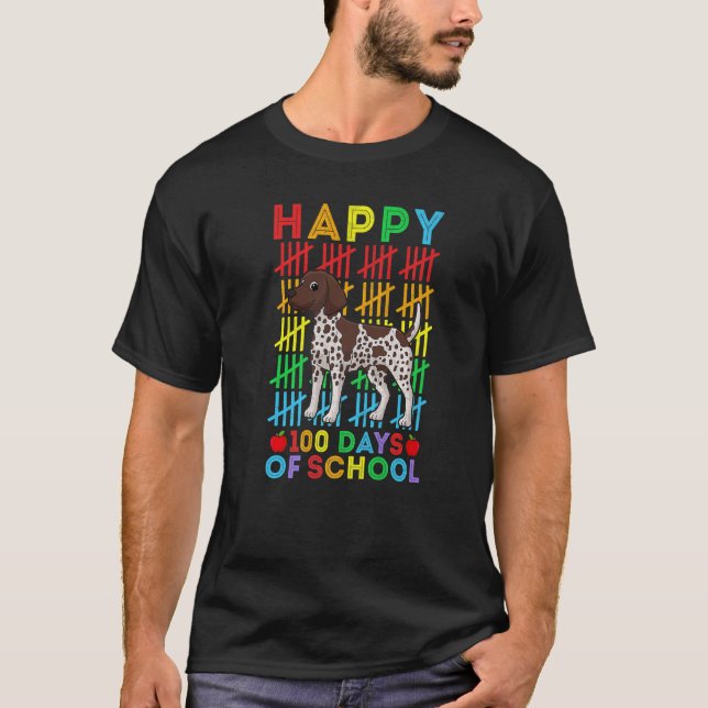 German Shorthaired Pointer Student Happy 100 Days  T-Shirt (Front)