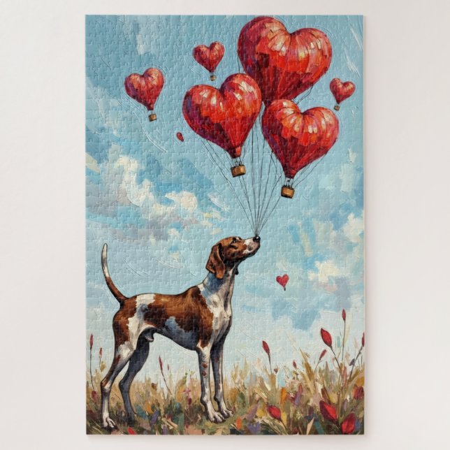 German Shorthaired Pointer Valentine's Day Heart  Jigsaw Puzzle (Vertical)