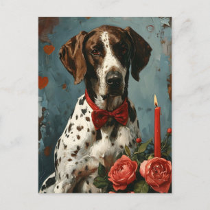 German shorthaired pointer Vintage Valentine's day Postcard
