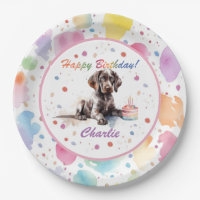 German Shorthaired Pointer Watercolor Paper Plate