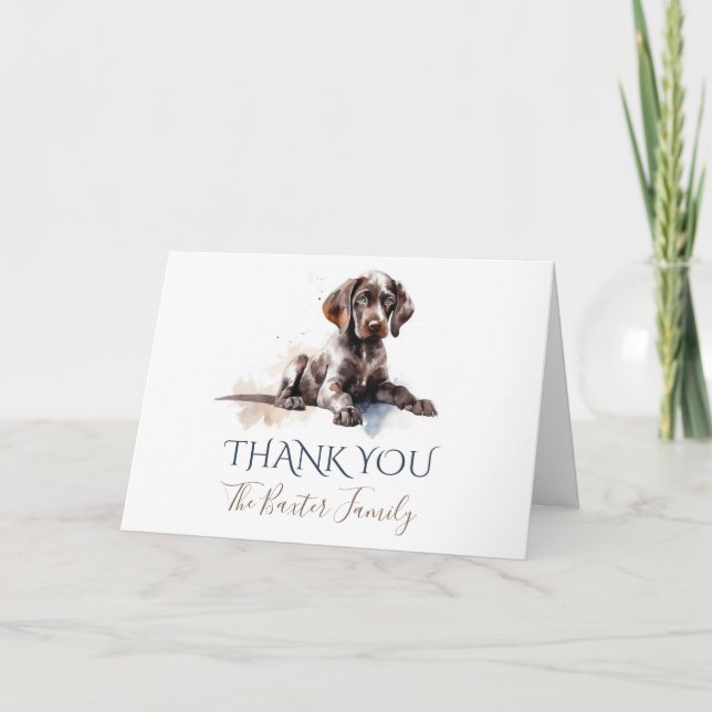 German Shorthaired Pointer Watercolor Thank You Card (Front)