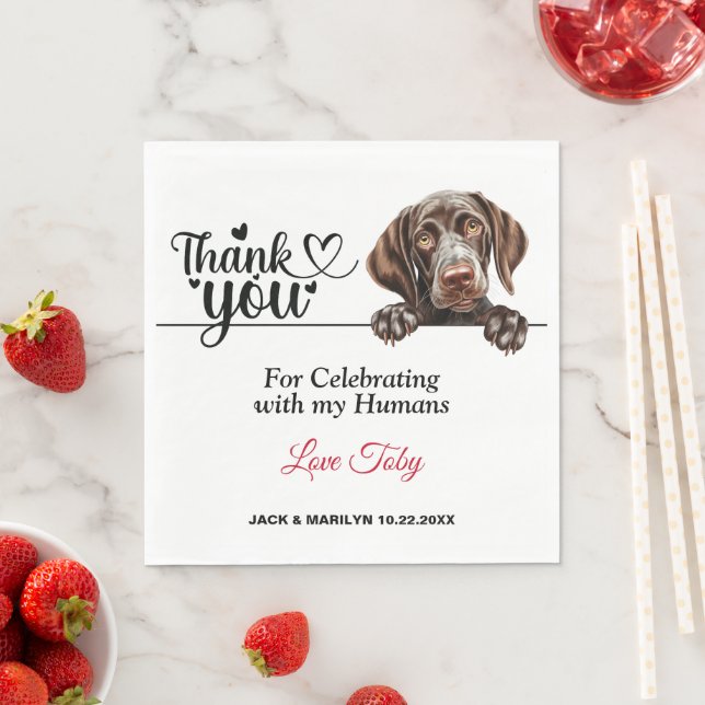 German Shorthaired Pointer Wedding Thank You Napkin (Insitu)