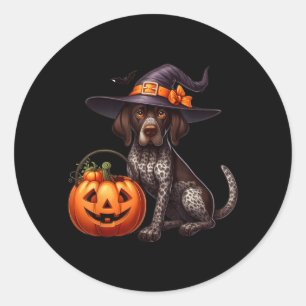 German Shorthaired Pointer Witches Halloween Classic Round Sticker