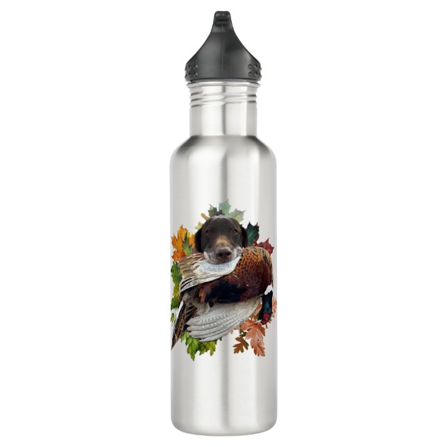 German Shorthaired Pointer with pheasant Snow Glob 710 Ml Water Bottle (Right)