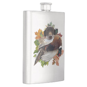 German Shorthaired Pointer with pheasant Snow Glob Hip Flask