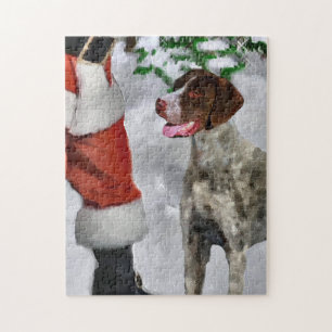 German Shorthaired Pointer With Santa Christmas Jigsaw Puzzle