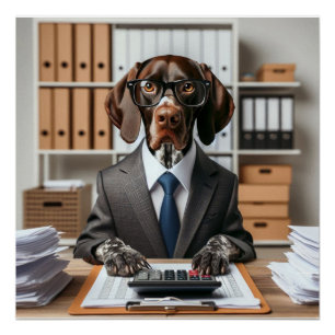 German Shorthaired Pointer working Accountant Poster