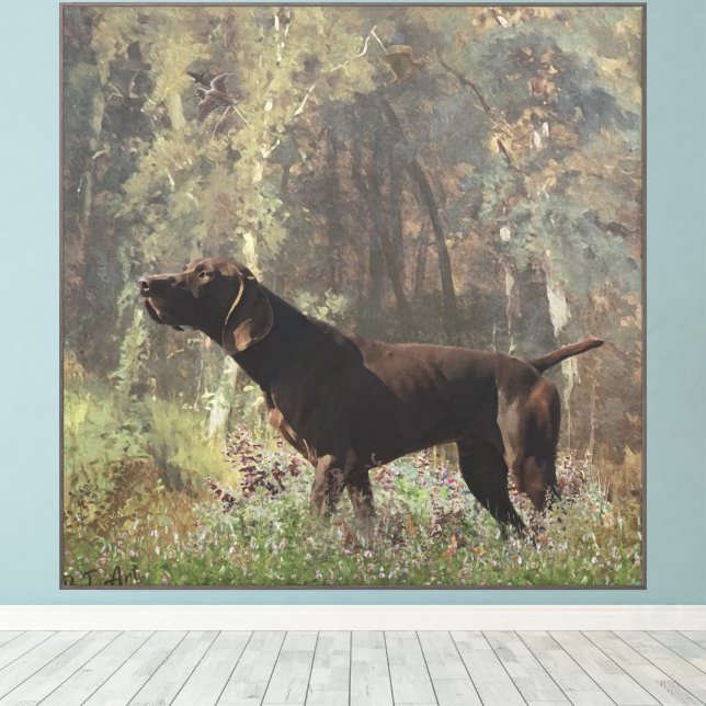 German Shorthaired Pointers  Canvas Print (Insitu(Wood Floor))