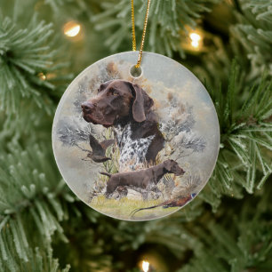 German Shorthaired Pointers  Ceramic Tree Decoration