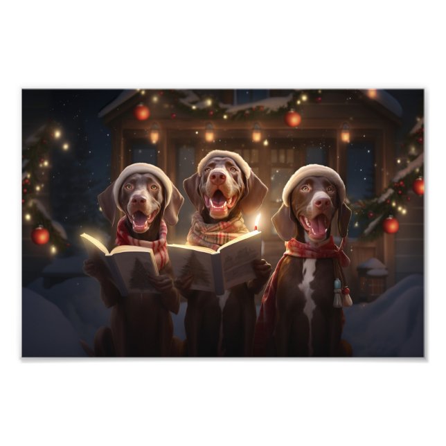 German Shorthaired Pointers Christmas Caroling Photo Print (Front)