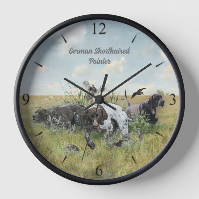 German Shorthaired Pointers  Clock (Front)