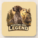 German Shorthaired Pointers  Coaster<br><div class="desc">German Shorthaired Pointer hunting dog design featuring a beautiful wildlife hunting scene. This artwork shows a proud pointer dog in classic hunting stance surrounded by forest wildlife including deer, fox, wild boar and pheasants. Perfect for hunters, hunting dog lovers and German Shorthaired Pointer owners. A great gift idea for hunters,...</div>
