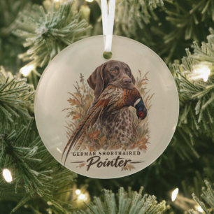 German Shorthaired Pointers  Glass Tree Decoration