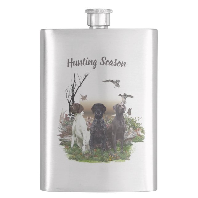 German Shorthaired Pointers (GSP), a hunting pheas Hip Flask (Front)