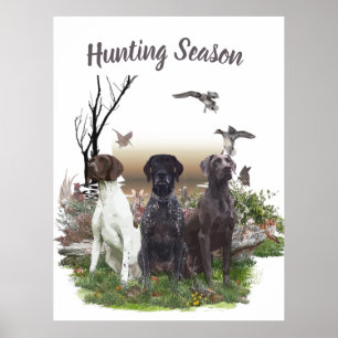 German Shorthaired Pointers (GSP), a hunting pheas Poster
