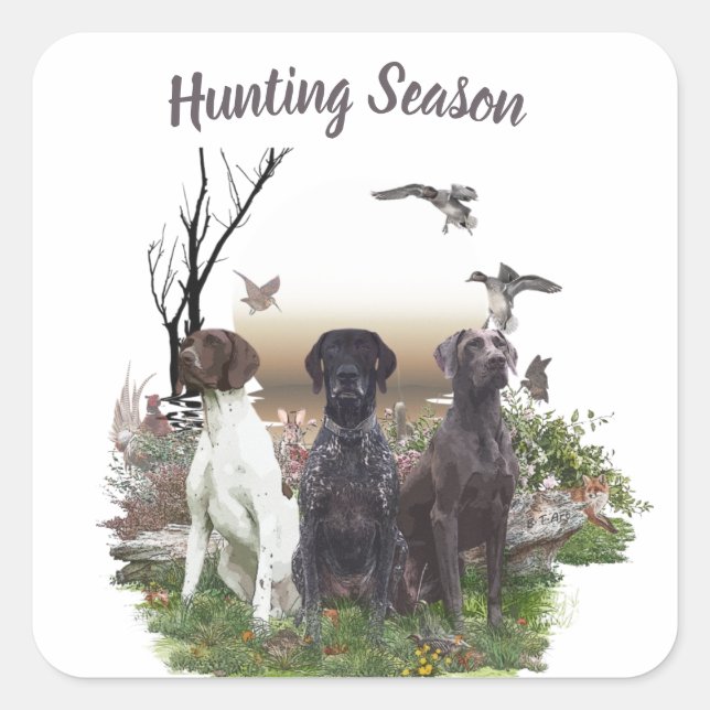 German Shorthaired Pointers (GSP), a hunting pheas Square Sticker (Front)