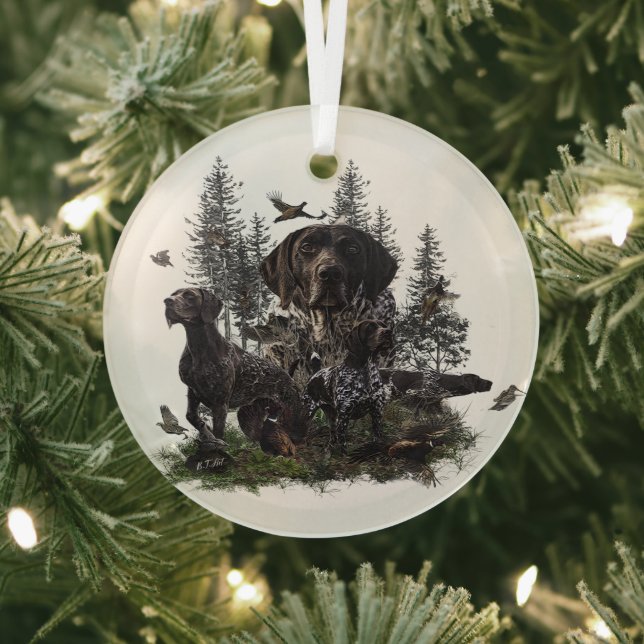 German Shorthaired Pointers (GSP)    Glass Ornamen Tree Decoration (Insitu)