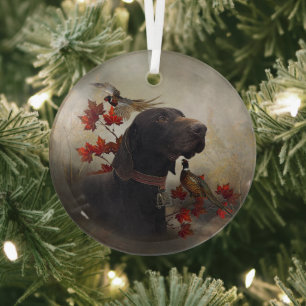 German Shorthaired Pointers (GSP)    Glass Tree Decoration