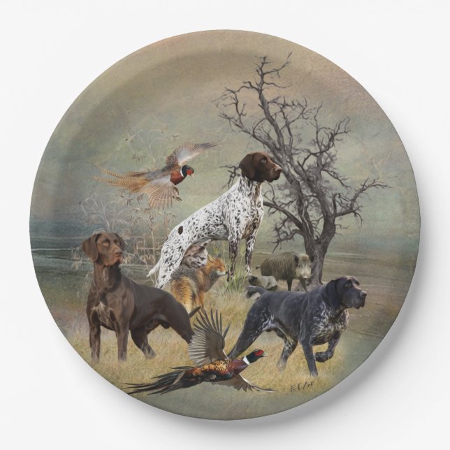German Shorthaired Pointers (GSP)       Paper Plate (Front)