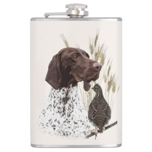 German Shorthaired Pointers (GSP) Postcard Coffee  Hip Flask