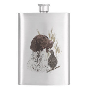 German Shorthaired Pointers (GSP) Postcard Coffee Hip Flask