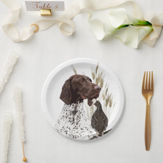 German Shorthaired Pointers (GSP) Postcard Coffee  Paper Plate (Wedding)