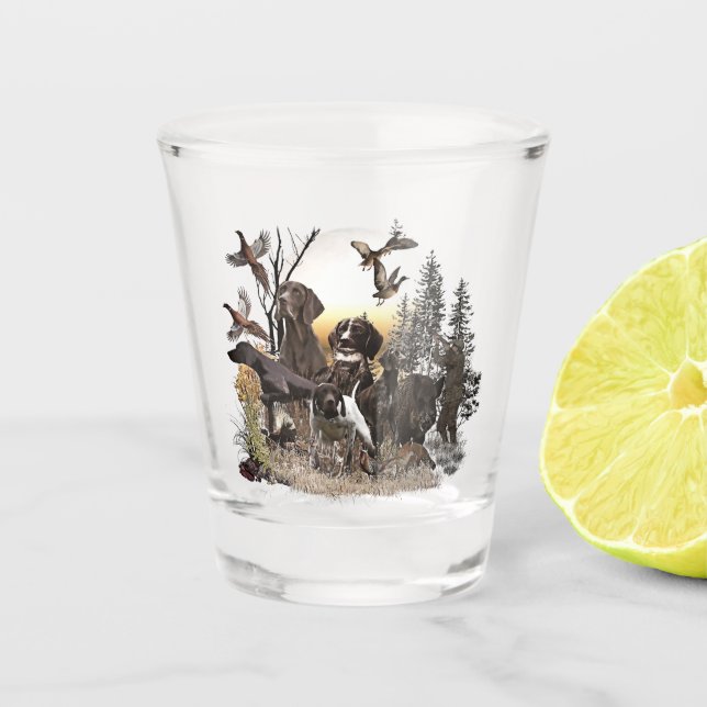 German Shorthaired Pointers (GSP)    Shot Glass (Front)