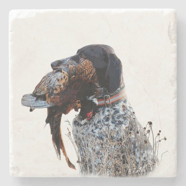 German Shorthaired Pointers (GSP)     Stone Coaster (Front)