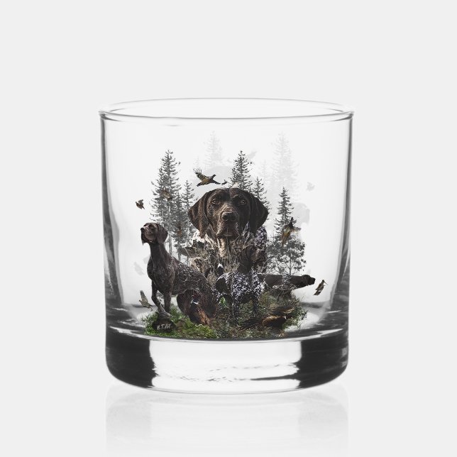 German Shorthaired Pointers (GSP) Whiskey Glass (Front)
