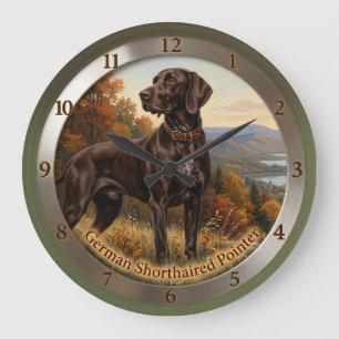 German Shorthaired Pointers Large Clock