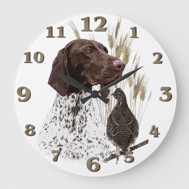 German Shorthaired Pointers  Large Clock (Front)