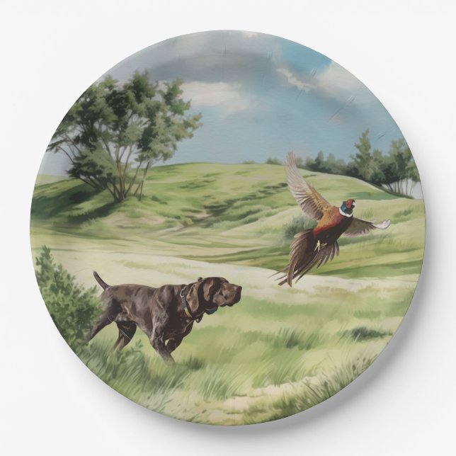 German Shorthaired Pointers  Paper Plate (Front)